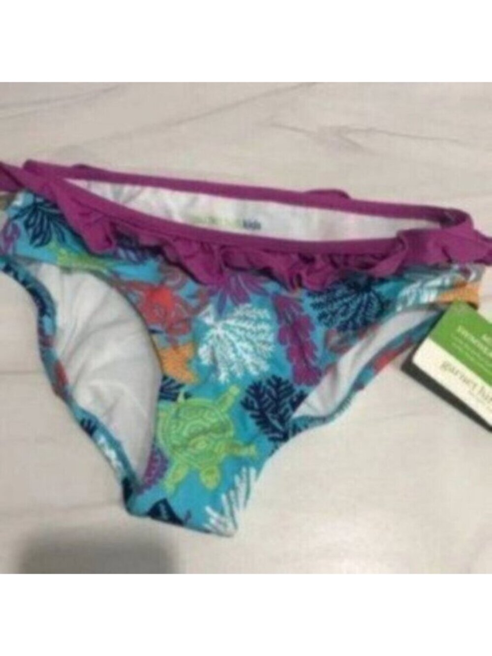 Garnet Hill Kid's Girl Pink & Blue Sea Turtle Swimsuit Bottom Bikini Size 12